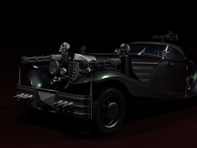 Обои череп, пулемет, мерседес, skull, machine gun, mercedes разрешение 1920x1080 Загрузить