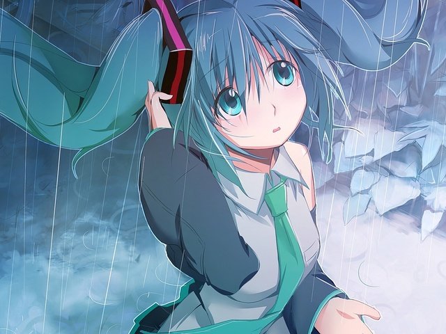 Обои глаза, взгляд, девочка, дождь, вокалоид, воколоид, eyes, look, girl, rain, vocaloid разрешение 1920x1080 Загрузить