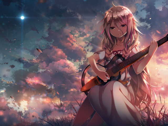 Обои девушка, гитара, аниме, girl, guitar, anime разрешение 2194x1234 Загрузить