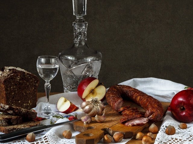 Обои водка, графин, закуска, рюмка, vodka, decanter, appetizer, glass разрешение 1920x1080 Загрузить