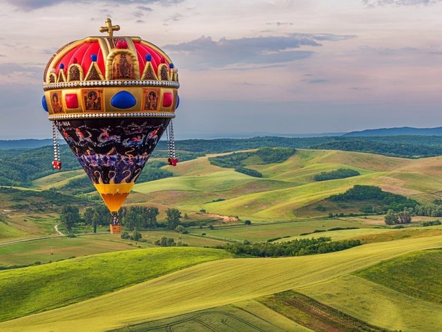 Обои природа, полет, высота, воздушный шар, ландшафт, nature, flight, height, balloon, landscape разрешение 2048x1367 Загрузить