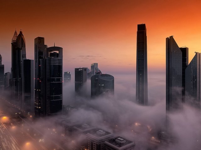 Обои небо, туман, город, дома, дубаи, дубай, оаэ, the sky, fog, the city, home, dubai, uae разрешение 2048x1370 Загрузить