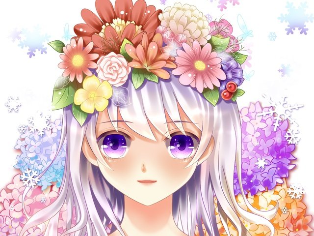 Обои глаза, цветы, девушка, розы, аниме, лицо, eyes, flowers, girl, roses, anime, face разрешение 4724x3789 Загрузить