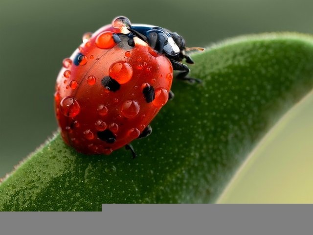 Обои капли, лист, коровка, божья, drops, sheet, ladybug, of god разрешение 2560x1600 Загрузить