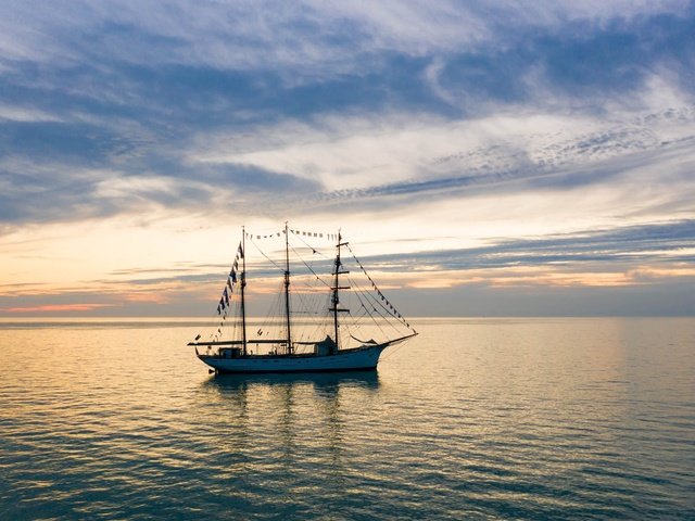 Обои закат, море, парусник, ла-манш, sunset, sea, sailboat, the channel разрешение 1920x1080 Загрузить