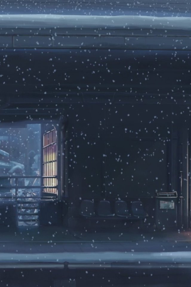 Обои снег, станция, 5 сантиметров в секунду, snow, station, 5 centimeters per second разрешение 1920x1080 Загрузить