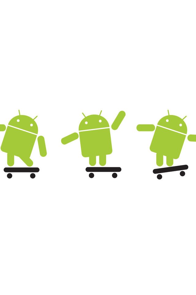 Обои зеленые, белый фон, андроид, скейты, green, white background, android, skateboards разрешение 1920x1200 Загрузить