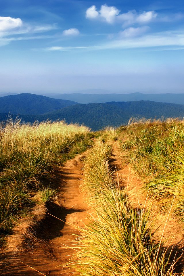 Обои небо, трава, горы, холмы, природа, пейзаж, пейзажи, slopes, автодорога, road, the sky, grass, mountains, hills, nature, landscape, landscapes разрешение 2560x1600 Загрузить