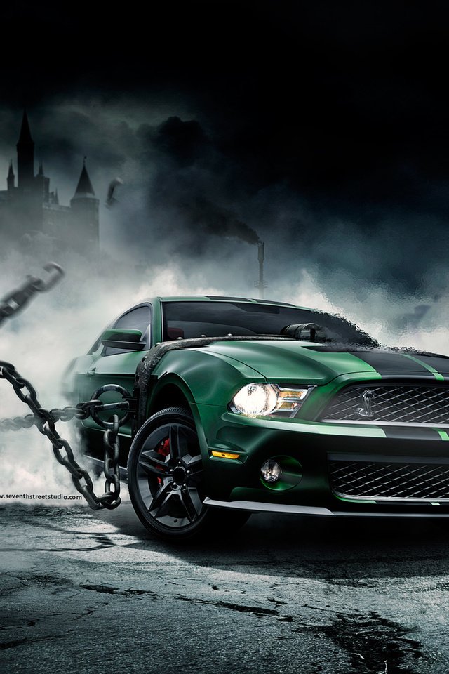 Обои автомобиль, цепи, мустанг, mustang monster, car, chain, mustang разрешение 1920x1200 Загрузить