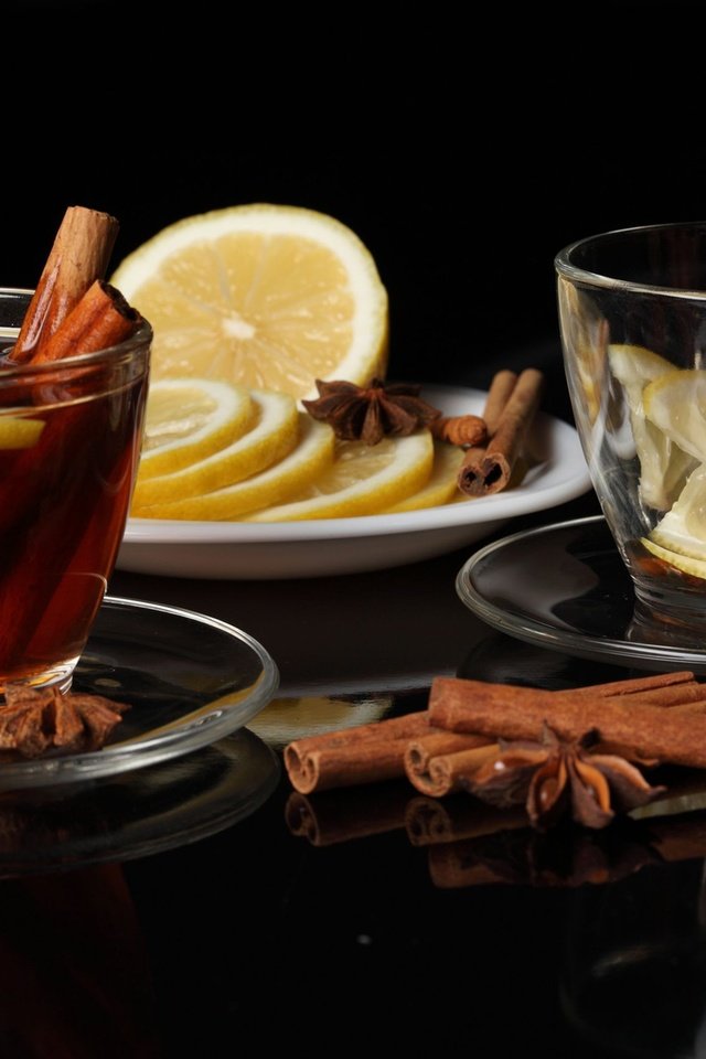 Обои корица, лимон, чай, чайник, чашки, cinnamon, lemon, tea, kettle, cup разрешение 2560x1706 Загрузить