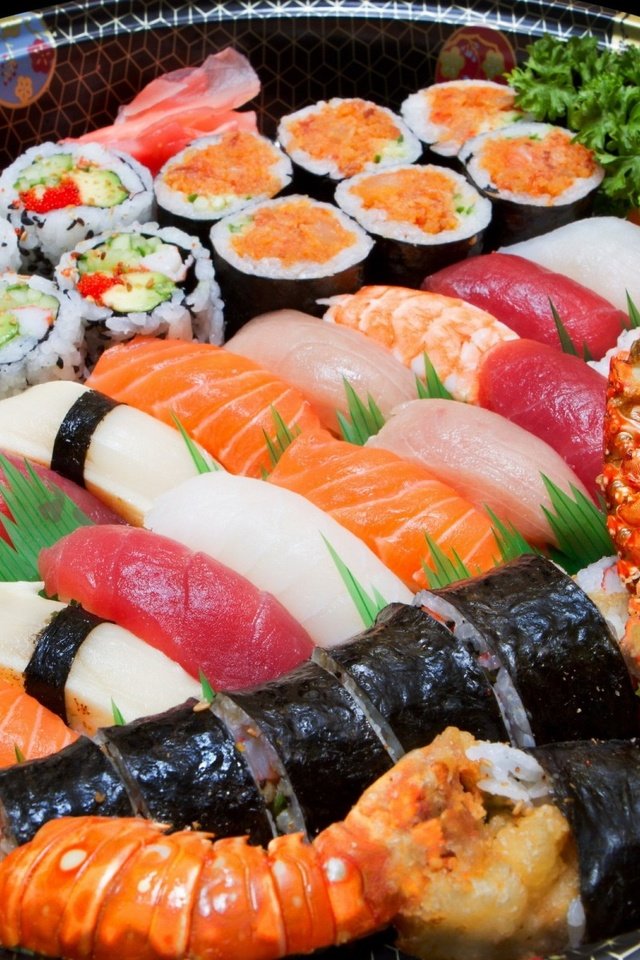 Обои рыба, икра, суши, роллы, морепродукты, креветки, ассорти, fish, caviar, sushi, rolls, seafood, shrimp, cuts разрешение 1920x1200 Загрузить