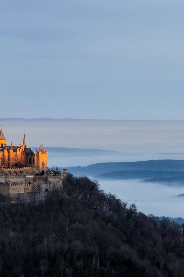 Обои пейзаж, утро, германия, замок гогенцоллерн, landscape, morning, germany, hohenzollern castle разрешение 1920x1080 Загрузить