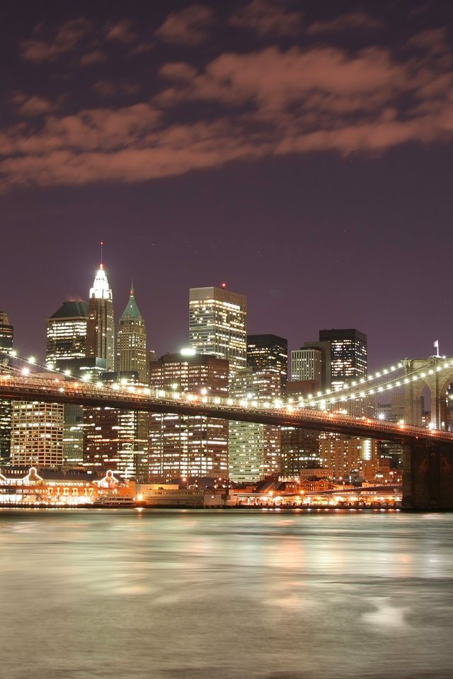 Обои ночь, огни, мост, нью-йорк, бруклинский мост, night, lights, bridge, new york, brooklyn bridge разрешение 3456x2304 Загрузить