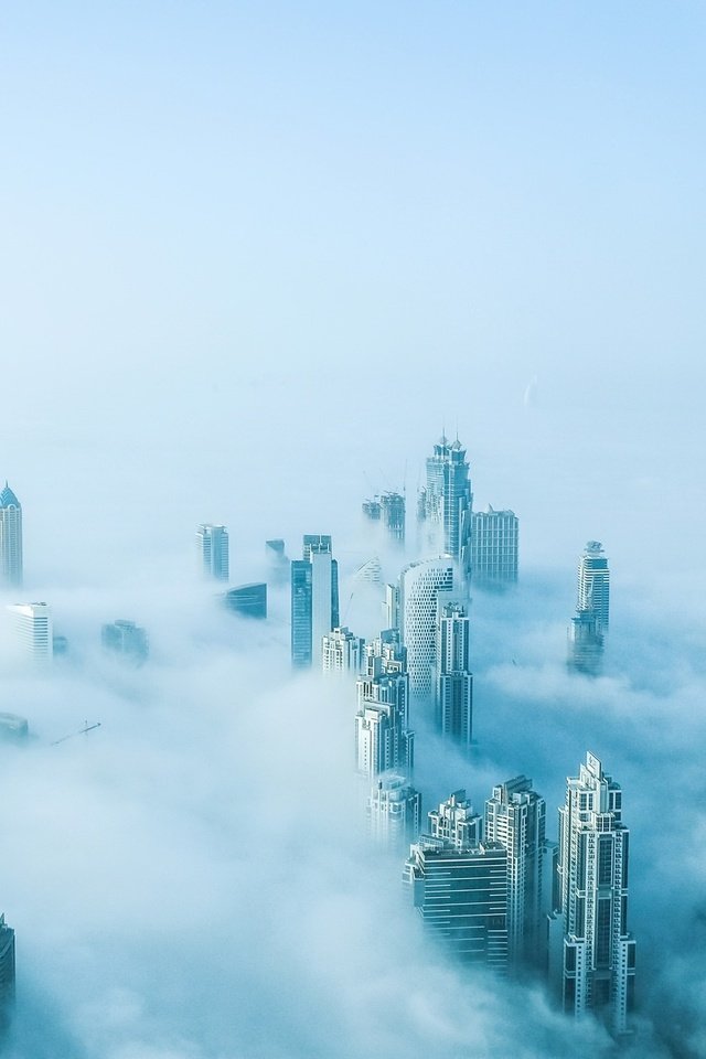 Обои туман, дома, здания, дубаи, оаэ, fog, home, building, dubai, uae разрешение 2048x1301 Загрузить