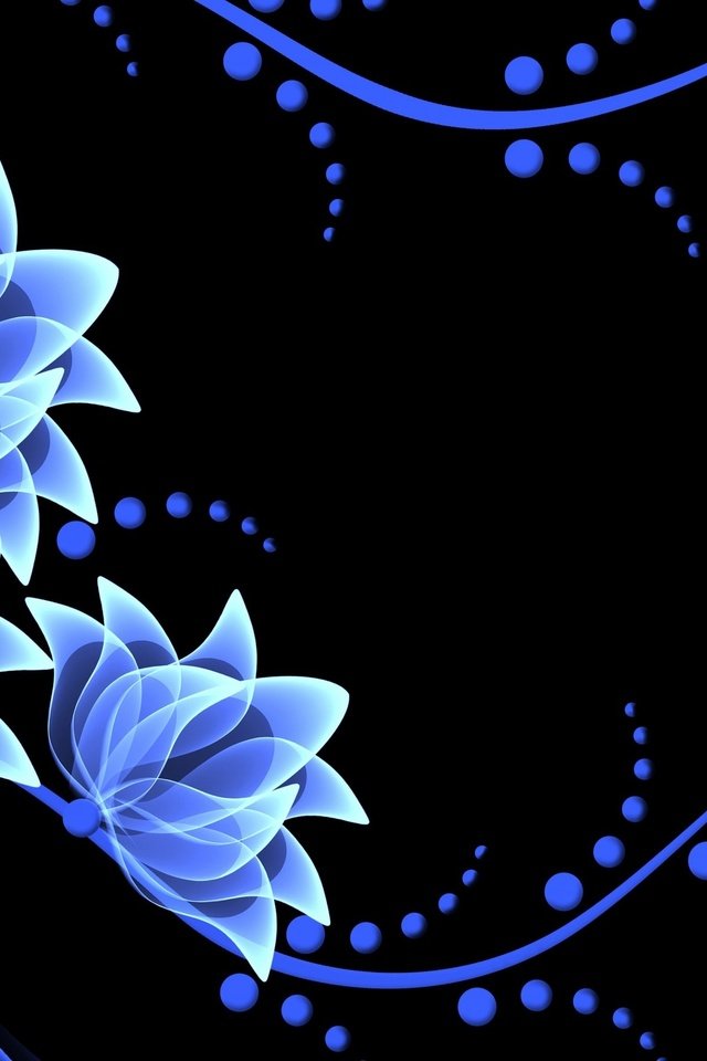Обои цветы, абстракция, вектор, лепестки, черный фон, неоновые, flowers, abstraction, vector, petals, black background, neon разрешение 2880x1800 Загрузить