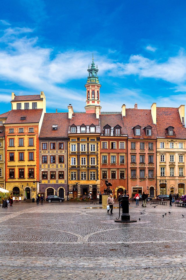 Обои кафе, город, улица, здания, площадь, польша, варшава, cafe, the city, street, building, area, poland, warsaw разрешение 3750x2270 Загрузить