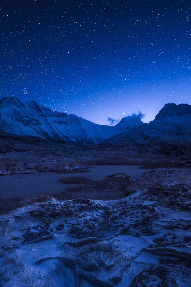 Обои ночь, горы, звезды, франция, альпы, night, mountains, stars, france, alps разрешение 5759x3532 Загрузить