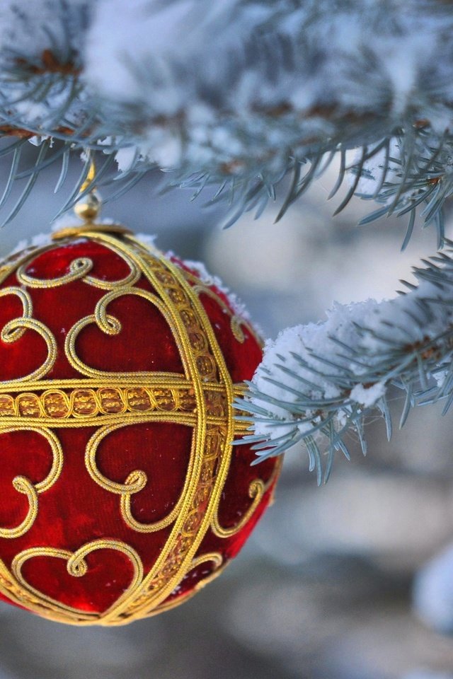 Обои новый год, елка, шар, рождество, елочная игрушка, new year, tree, ball, christmas, christmas toy разрешение 2880x1800 Загрузить