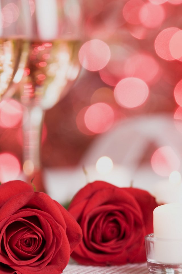 Обои цветы, свечи, розы, красный, шампанское, flowers, candles, roses, red, champagne разрешение 1920x1200 Загрузить