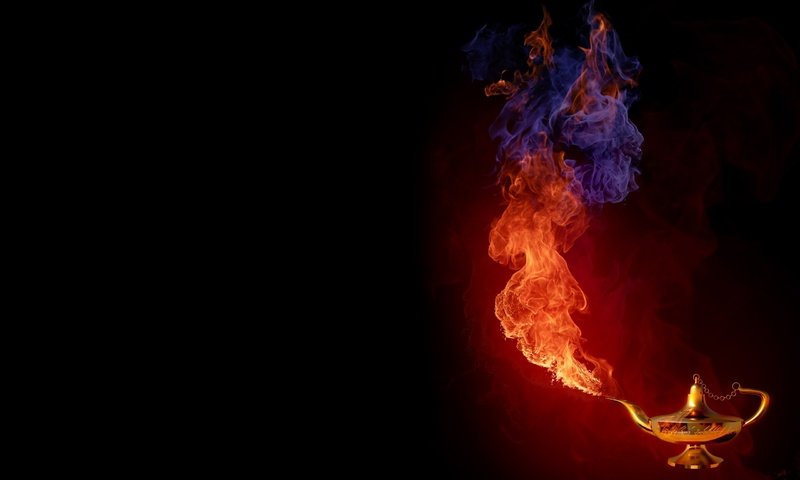 Обои огонь, лампа, дым, джин, fire, lamp, smoke, gin разрешение 2560x1600 Загрузить