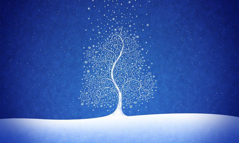 Обои рисунок, снег, дерево, новый год, синий, ри, figure, snow, tree, new year, blue разрешение 2560x1600 Загрузить