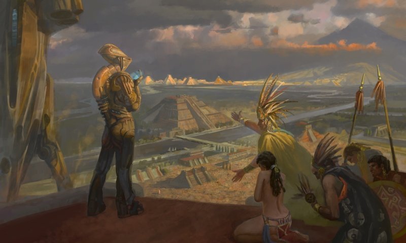 Обои картина, пришелец, индейцы, ацтеки, picture, alien, the indians, the aztecs разрешение 2000x1239 Загрузить