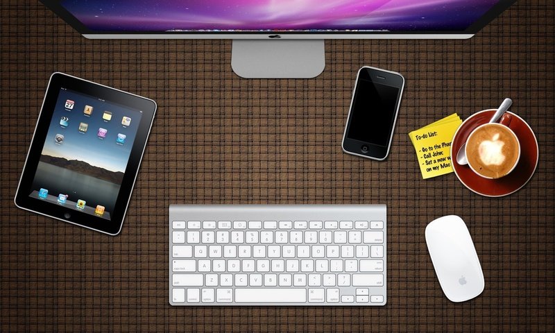 Обои клавиатура, apple desk, ipad, айфон, эппл, keyboard, iphone, apple разрешение 1920x1080 Загрузить