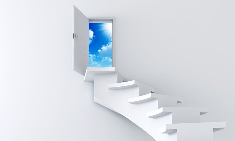 Обои небо, лестница, дверь, белый, the sky, ladder, the door, white разрешение 1920x1200 Загрузить