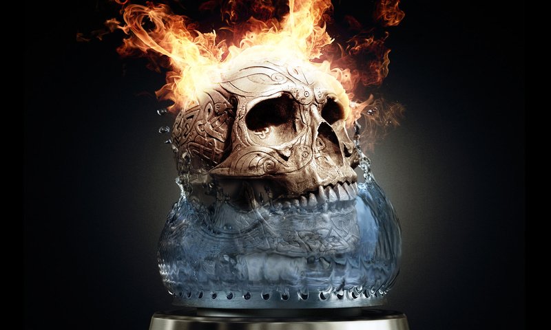 Обои пламя, огонь, череп, огненная, flame, fire, skull разрешение 2020x1070 Загрузить