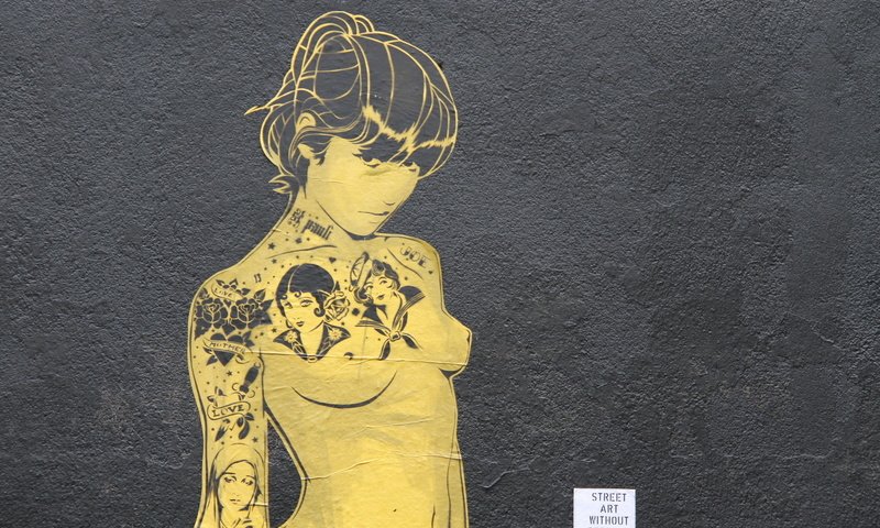 Обои клюшка, тату, streetart, gевочка, stick, tattoo, girl разрешение 1920x1200 Загрузить