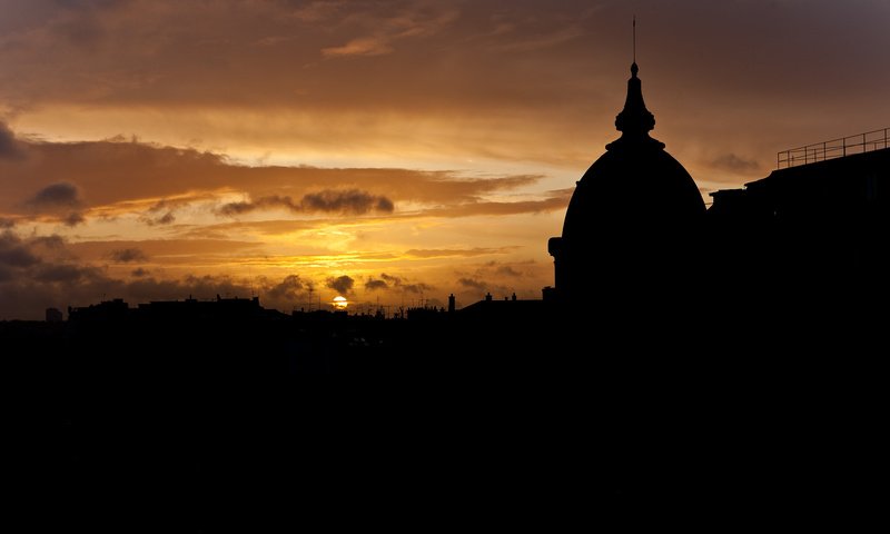 Обои солнце, закат, париж, силуэт, крыши, the sun, sunset, paris, silhouette, roof разрешение 1920x1280 Загрузить