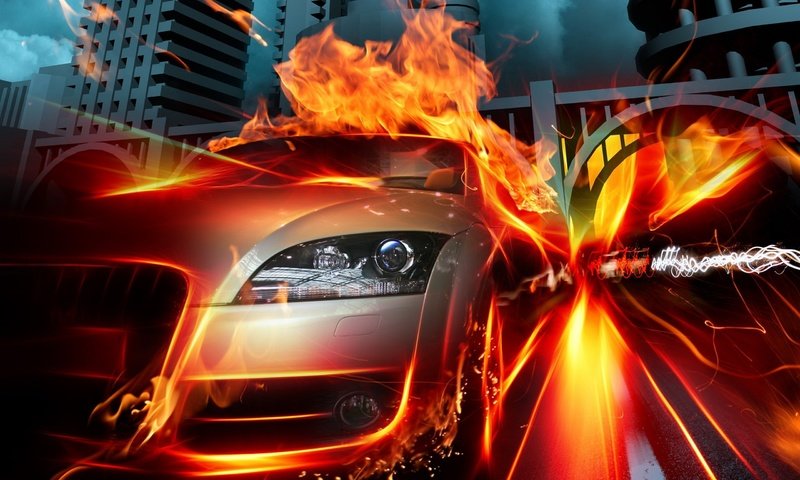 Обои пламя, огонь, скорость, авто, flame, fire, speed, auto разрешение 2560x1920 Загрузить