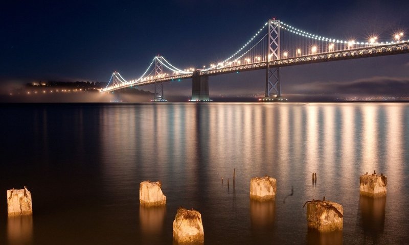 Обои огни, река, мост, lights, river, bridge разрешение 1920x1200 Загрузить