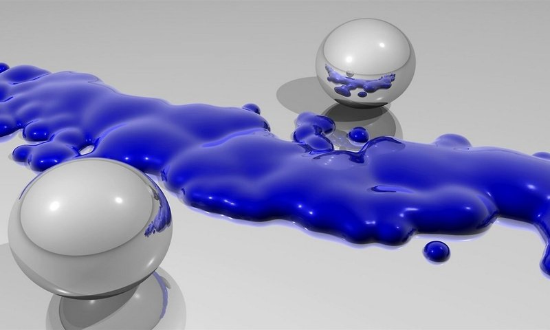 Обои синяя жидкость и шары, blue liquid and balls разрешение 1920x1080 Загрузить