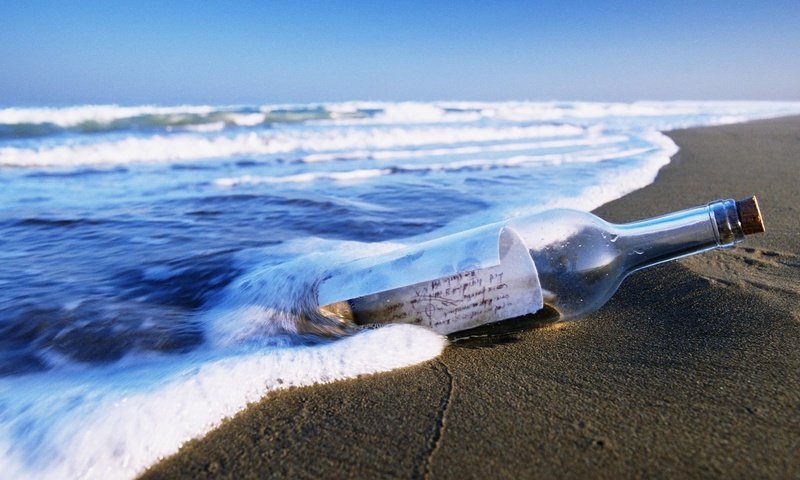 Обои бутылка с письмом на берегу, bottle with a letter on the bank разрешение 1920x1080 Загрузить