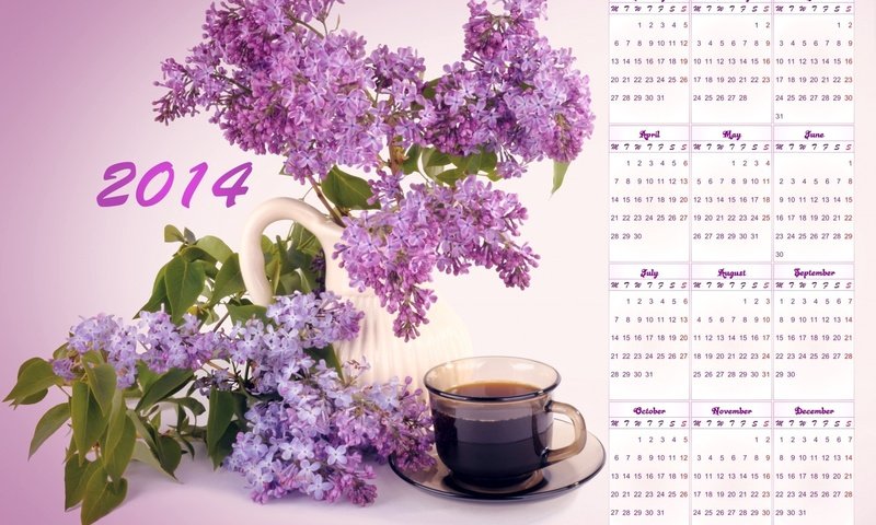 Обои сирень, календарь, 2014 год, lilac, calendar, 2014 разрешение 1920x1200 Загрузить