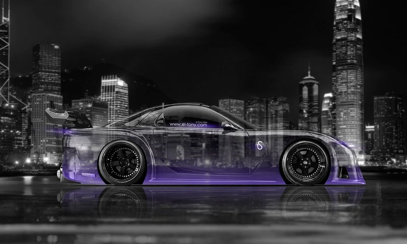 Обои неон, фиалка, города, тюнинг, мазда, ноч, jdm, rx7, veilside, bodykit, в стиле, neon, violet, city, tuning, mazda, night, style разрешение 3840x2160 Загрузить