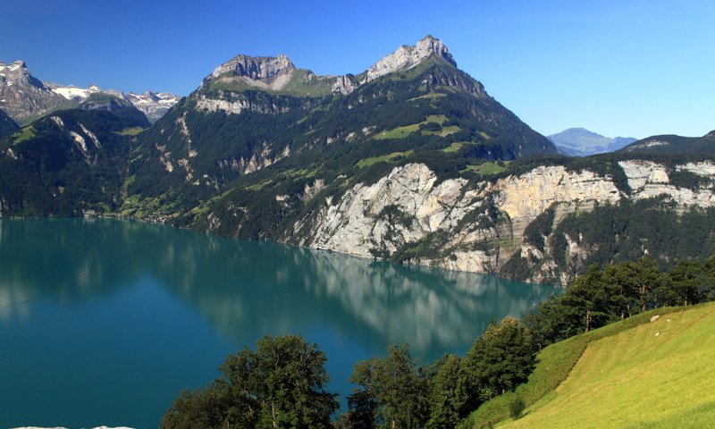 Обои озеро, горы, пейзаж, швейцария, morschach, lake, mountains, landscape, switzerland разрешение 2560x1600 Загрузить