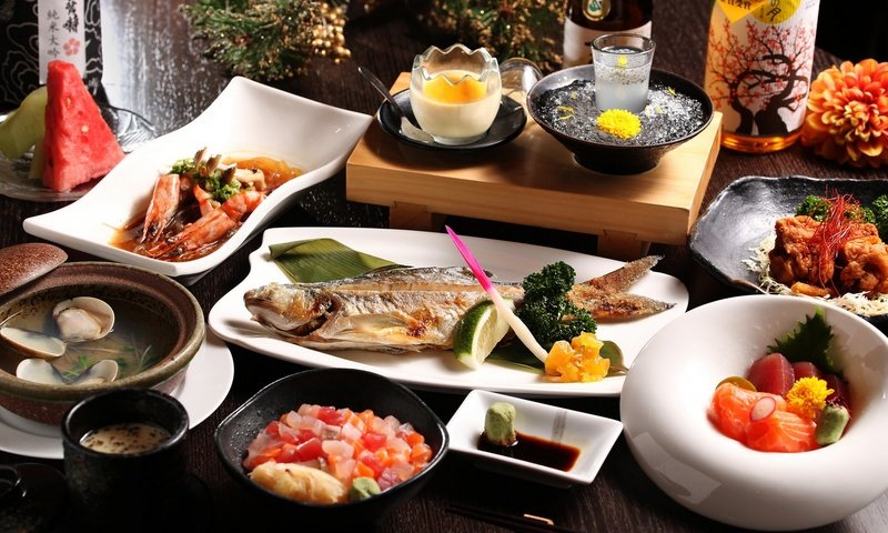 Обои еда, рыба, морепродукты, креветки, мидии, японская кухня, food, fish, seafood, shrimp, mussels, japanese cuisine разрешение 1920x1280 Загрузить