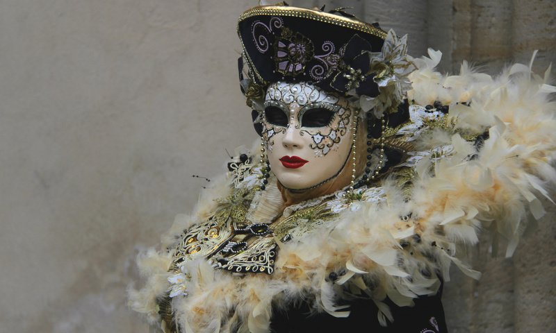 Обои маска, венеция, перья, костюм, воротник, карнавал, mask, venice, feathers, costume, collar, carnival разрешение 2400x1632 Загрузить