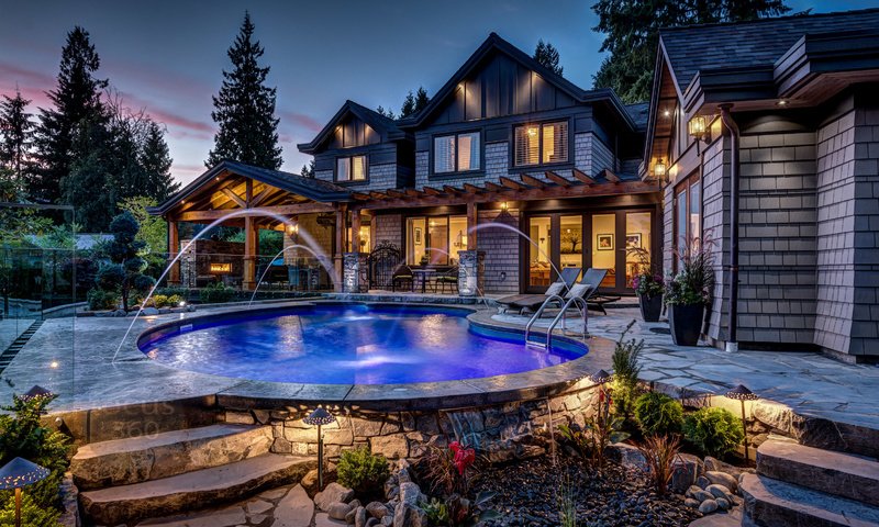 Обои красота, дом, бассейн, подсветка, beauty, house, pool, backlight разрешение 3000x2012 Загрузить
