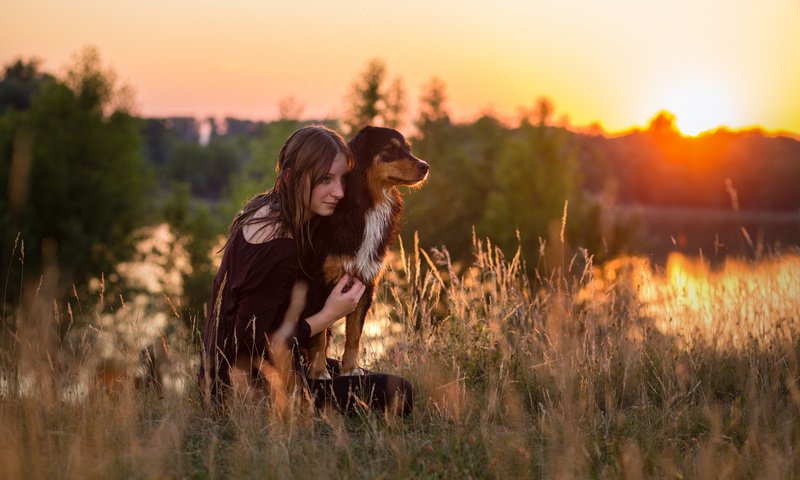 Обои природа, девушка, собака, nature, girl, dog разрешение 2048x1365 Загрузить