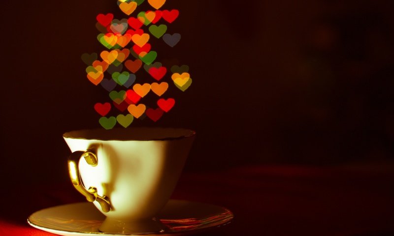 Обои темный фон, блюдце, чашка, чай, сердечки, кубок, the dark background, saucer, cup, tea, hearts разрешение 2880x1926 Загрузить