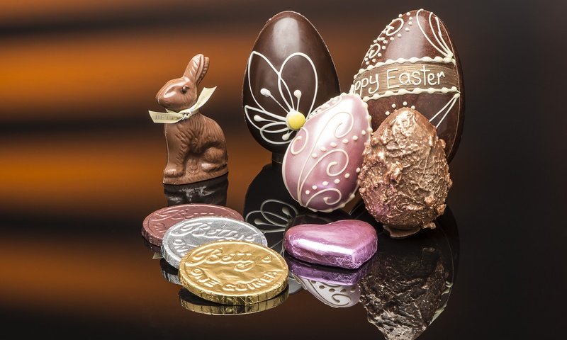 Обои отражение, конфеты, пасха, шоколад, монеты, заяц, яйцо, reflection, candy, easter, chocolate, coins, hare, egg разрешение 4000x2670 Загрузить