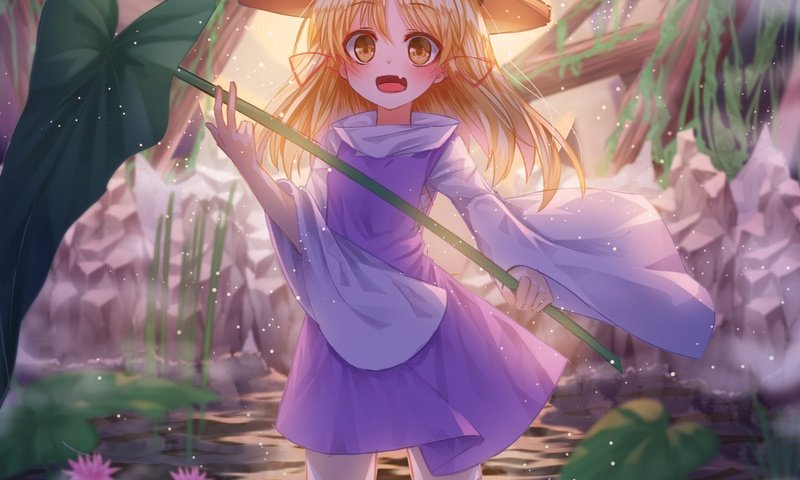 Обои вода, платье, блондинка, лоли, мория сувако, тохо, л, water, dress, blonde, loli, moriya suwako, touhou, l разрешение 2000x2000 Загрузить