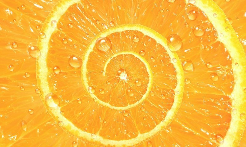 Обои капли, фрукты, спираль, апельсин, цитрусы, drops, fruit, spiral, orange, citrus разрешение 2048x2048 Загрузить