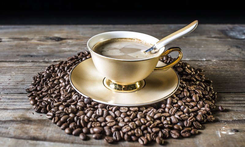 Обои кофе, блюдце, чашка, кофейные зерна, аромат, coffee, saucer, cup, coffee beans, aroma разрешение 5472x3648 Загрузить