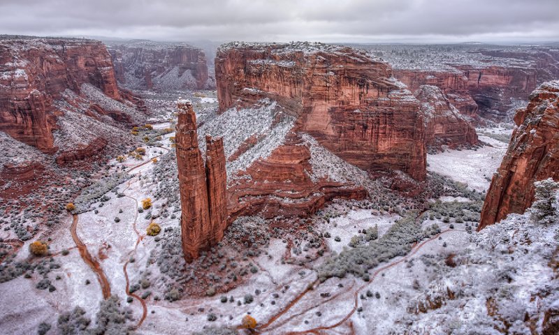 Обои скалы, природа, зима, пейзаж, каньон, аризона, каньон-де-шей, michael wilson, rocks, nature, winter, landscape, canyon, az, canyon de shay разрешение 3840x2400 Загрузить