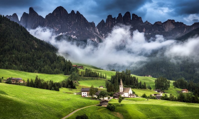 Обои горы, природа, пейзаж, деревня, альпы, andreas wonisch, mountains, nature, landscape, village, alps разрешение 1920x1200 Загрузить