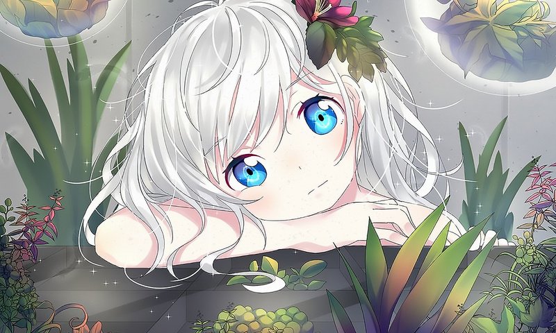 Обои девушка, аниме, лицо, голубые глаза, girl, anime, face, blue eyes разрешение 1920x1357 Загрузить